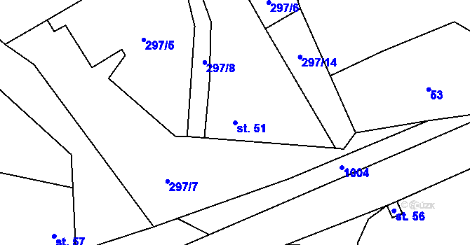 Parcela st. 51 v KÚ Jinín, Katastrální mapa