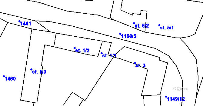 Parcela st. 1/1 v KÚ Třešovice, Katastrální mapa