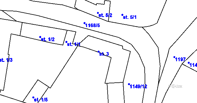 Parcela st. 3 v KÚ Třešovice, Katastrální mapa