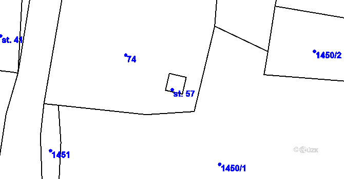 Parcela st. 57 v KÚ Třešovice, Katastrální mapa