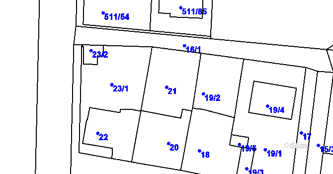 Parcela st. 21 v KÚ Jinočany, Katastrální mapa