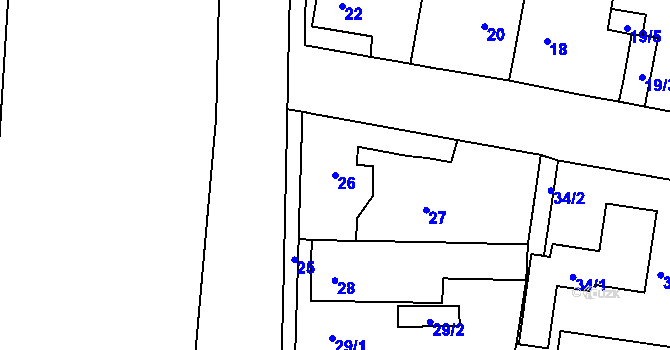 Parcela st. 26 v KÚ Jinočany, Katastrální mapa