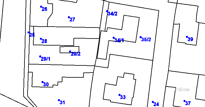Parcela st. 34 v KÚ Jinočany, Katastrální mapa
