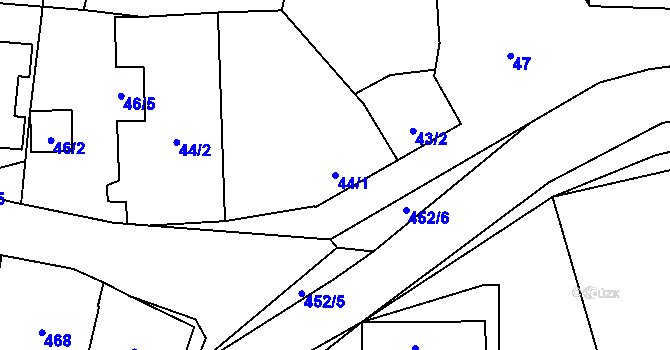 Parcela st. 44/1 v KÚ Jinočany, Katastrální mapa
