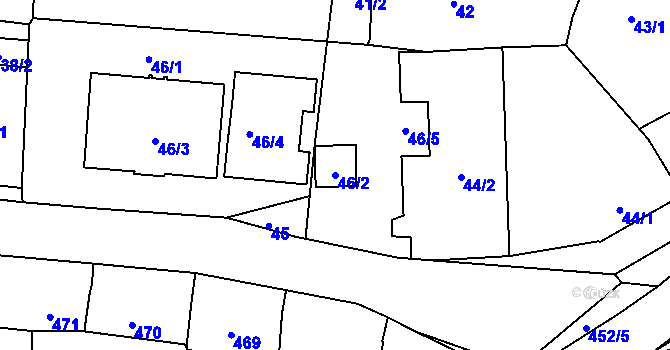 Parcela st. 46/2 v KÚ Jinočany, Katastrální mapa