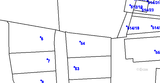 Parcela st. 54 v KÚ Jinočany, Katastrální mapa