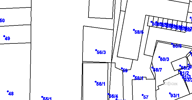 Parcela st. 56/3 v KÚ Jinočany, Katastrální mapa