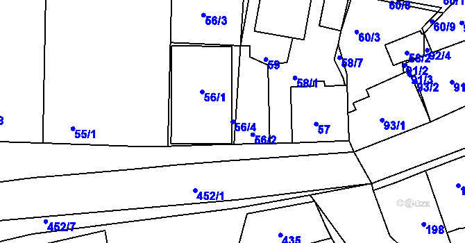 Parcela st. 56/4 v KÚ Jinočany, Katastrální mapa