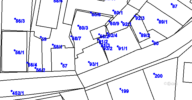 Parcela st. 58/4 v KÚ Jinočany, Katastrální mapa