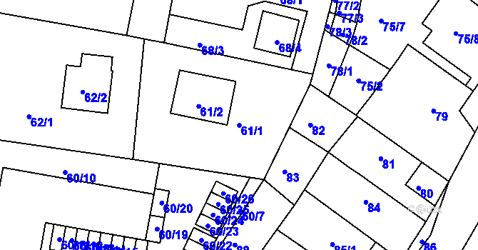 Parcela st. 61/1 v KÚ Jinočany, Katastrální mapa