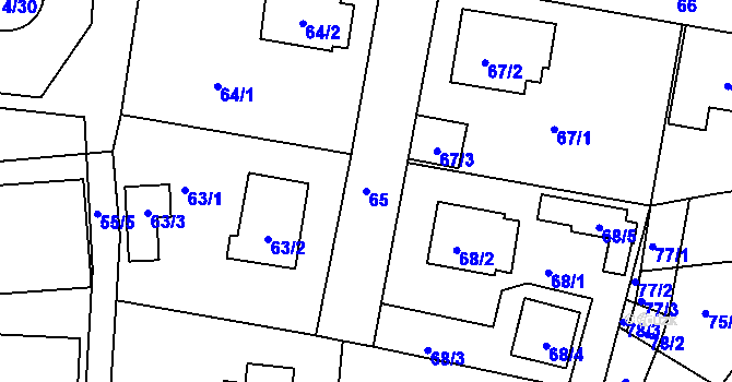 Parcela st. 65 v KÚ Jinočany, Katastrální mapa