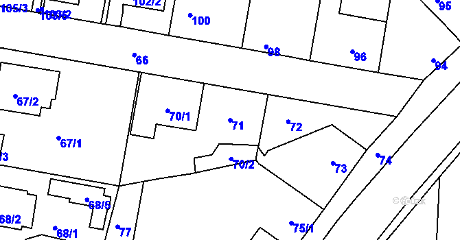 Parcela st. 71 v KÚ Jinočany, Katastrální mapa
