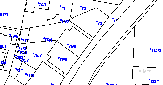 Parcela st. 75 v KÚ Jinočany, Katastrální mapa