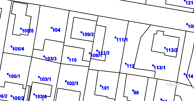 Parcela st. 111/2 v KÚ Jinočany, Katastrální mapa