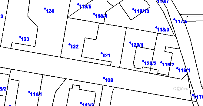 Parcela st. 121 v KÚ Jinočany, Katastrální mapa