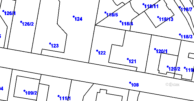 Parcela st. 122 v KÚ Jinočany, Katastrální mapa