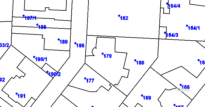 Parcela st. 179 v KÚ Jinočany, Katastrální mapa