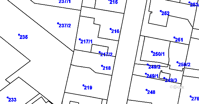 Parcela st. 217/2 v KÚ Jinočany, Katastrální mapa