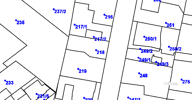 Parcela st. 218 v KÚ Jinočany, Katastrální mapa