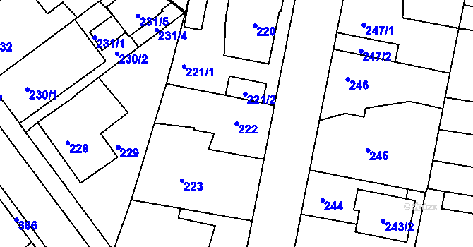 Parcela st. 222 v KÚ Jinočany, Katastrální mapa