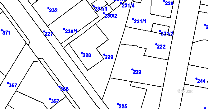 Parcela st. 229 v KÚ Jinočany, Katastrální mapa