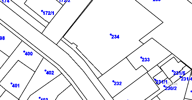 Parcela st. 234 v KÚ Jinočany, Katastrální mapa
