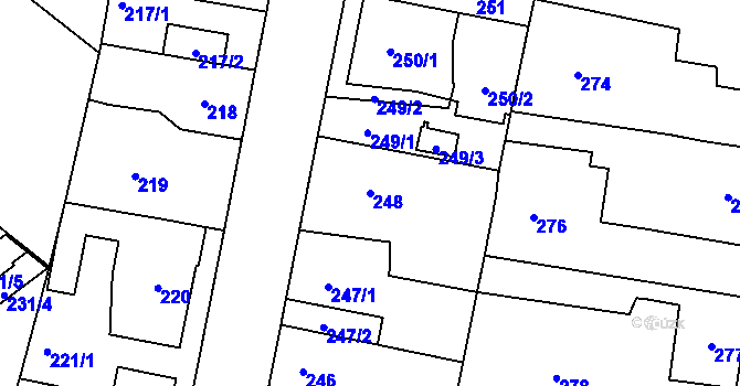 Parcela st. 248 v KÚ Jinočany, Katastrální mapa