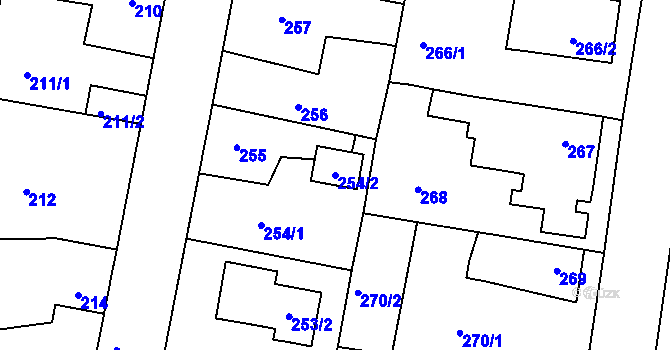 Parcela st. 254/2 v KÚ Jinočany, Katastrální mapa
