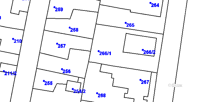 Parcela st. 266/1 v KÚ Jinočany, Katastrální mapa