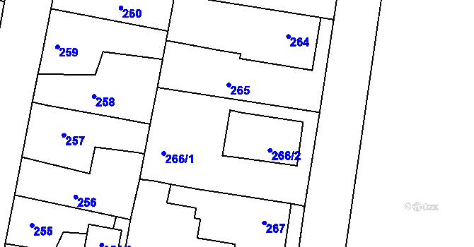 Parcela st. 266/3 v KÚ Jinočany, Katastrální mapa