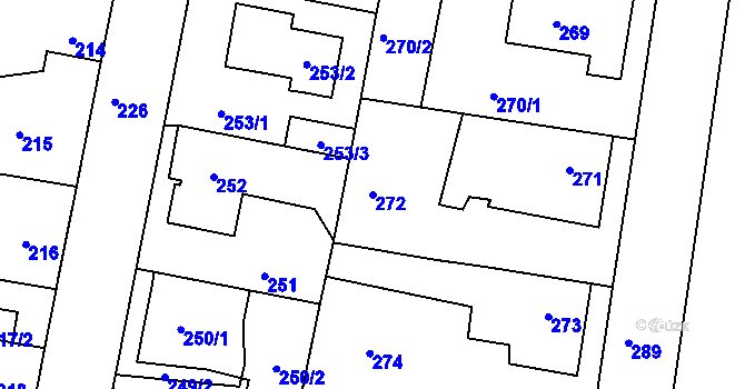 Parcela st. 272 v KÚ Jinočany, Katastrální mapa