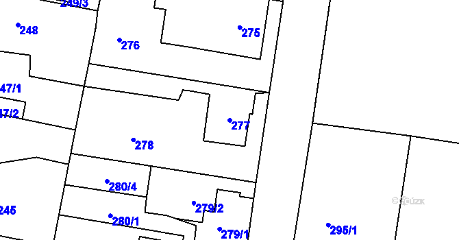 Parcela st. 277 v KÚ Jinočany, Katastrální mapa