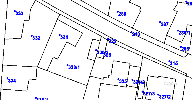 Parcela st. 330/2 v KÚ Jinočany, Katastrální mapa