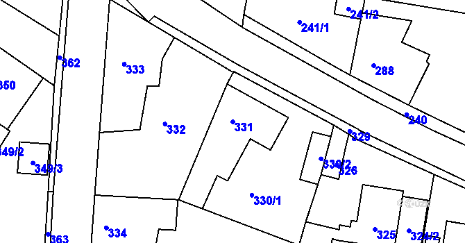 Parcela st. 331 v KÚ Jinočany, Katastrální mapa