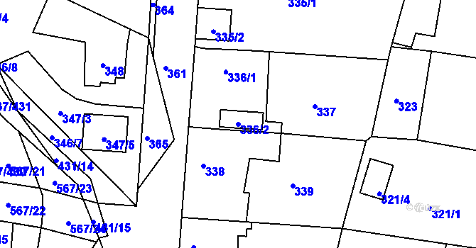 Parcela st. 336/2 v KÚ Jinočany, Katastrální mapa