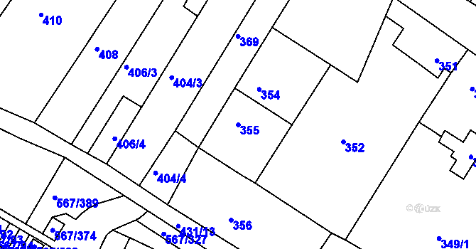 Parcela st. 355 v KÚ Jinočany, Katastrální mapa