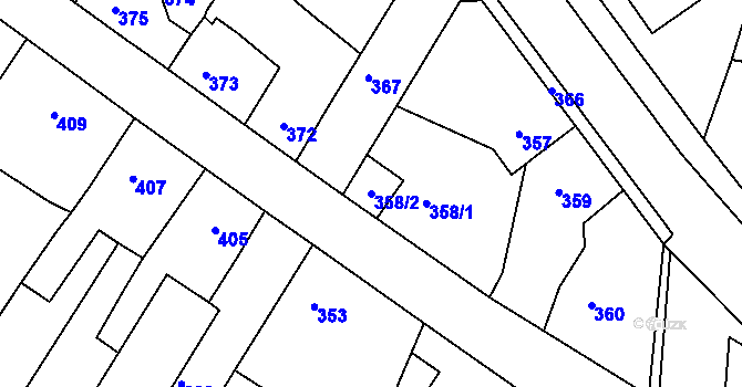 Parcela st. 358/2 v KÚ Jinočany, Katastrální mapa