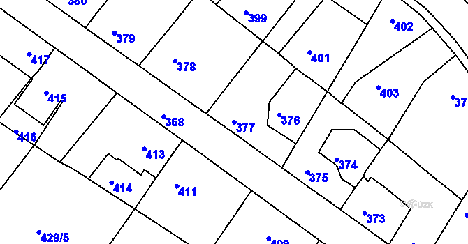 Parcela st. 377 v KÚ Jinočany, Katastrální mapa