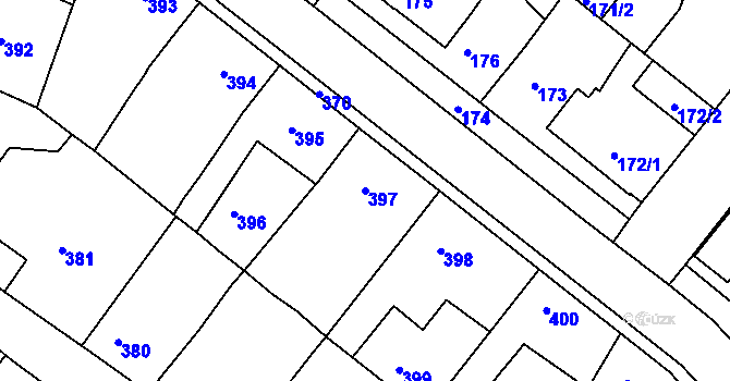 Parcela st. 397 v KÚ Jinočany, Katastrální mapa