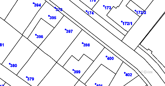 Parcela st. 398 v KÚ Jinočany, Katastrální mapa