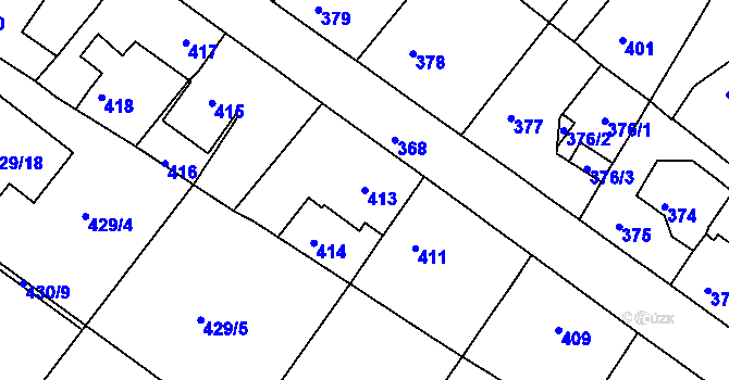 Parcela st. 413 v KÚ Jinočany, Katastrální mapa