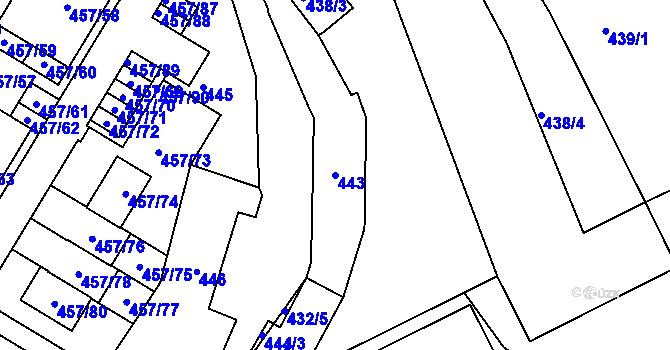 Parcela st. 443 v KÚ Jinočany, Katastrální mapa