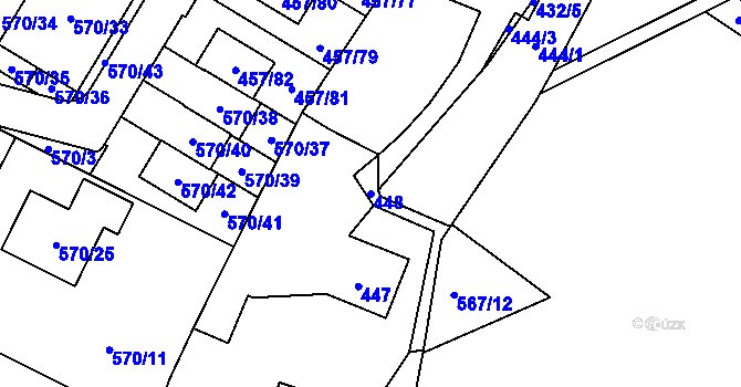 Parcela st. 448 v KÚ Jinočany, Katastrální mapa