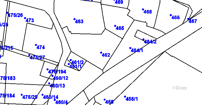 Parcela st. 462 v KÚ Jinočany, Katastrální mapa