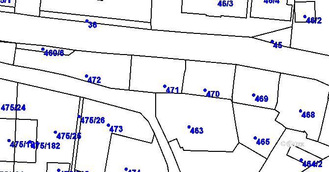 Parcela st. 471 v KÚ Jinočany, Katastrální mapa