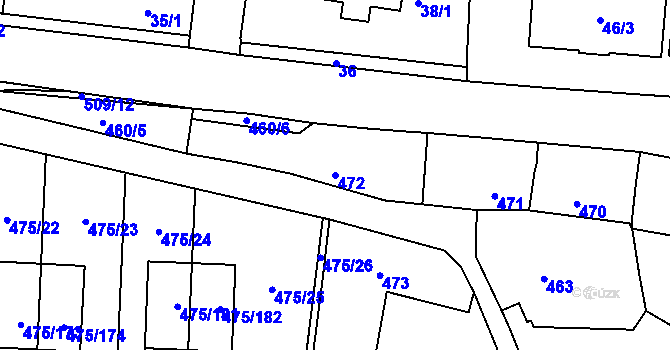 Parcela st. 472 v KÚ Jinočany, Katastrální mapa