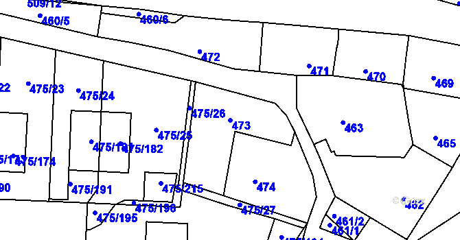 Parcela st. 473 v KÚ Jinočany, Katastrální mapa