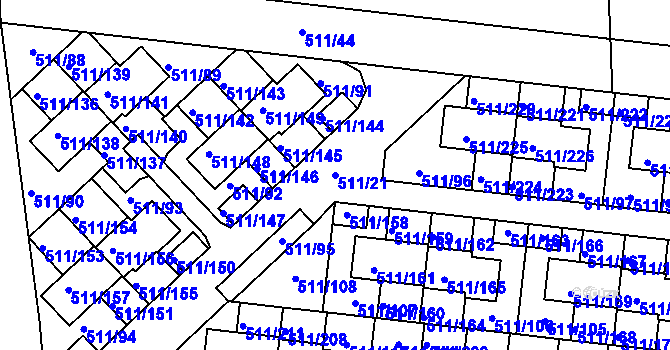 Parcela st. 511/21 v KÚ Jinočany, Katastrální mapa