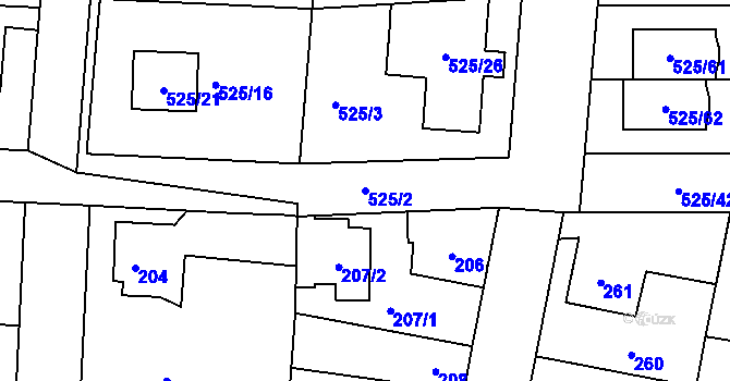 Parcela st. 525/2 v KÚ Jinočany, Katastrální mapa