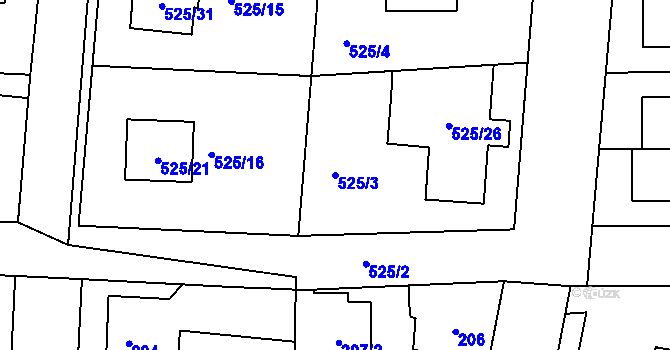 Parcela st. 525/3 v KÚ Jinočany, Katastrální mapa